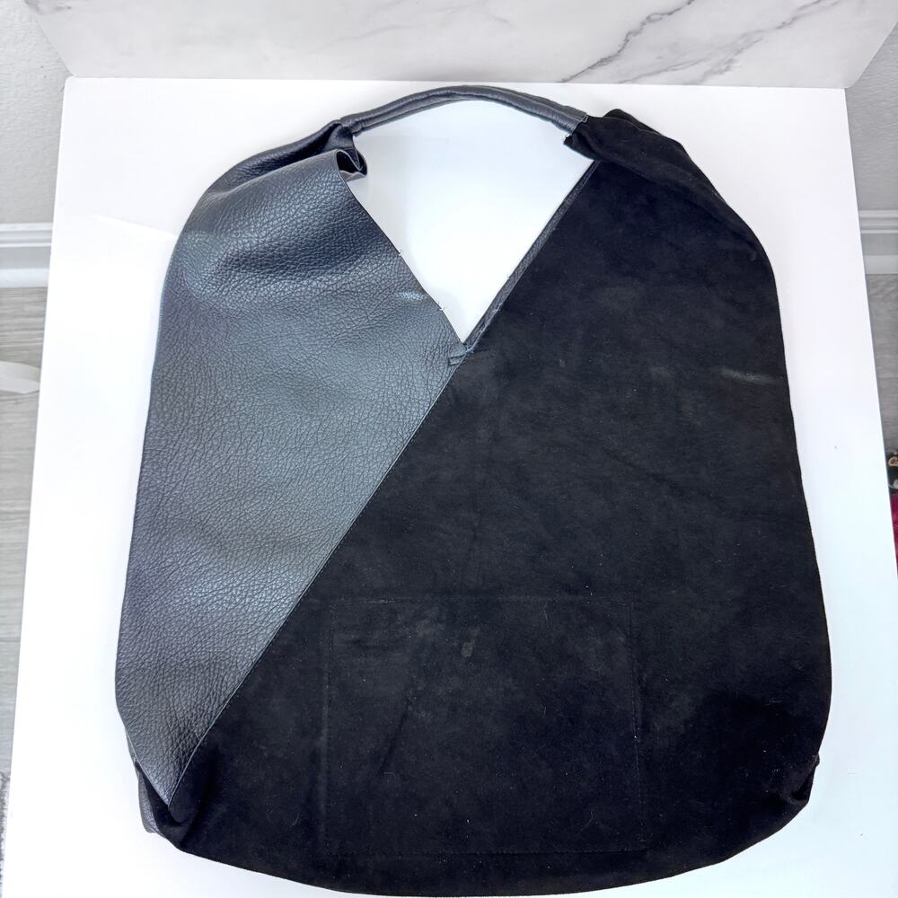 Anthro ShiraLeigh Womens Arden Vegan Slouchy Tote Handbag Black